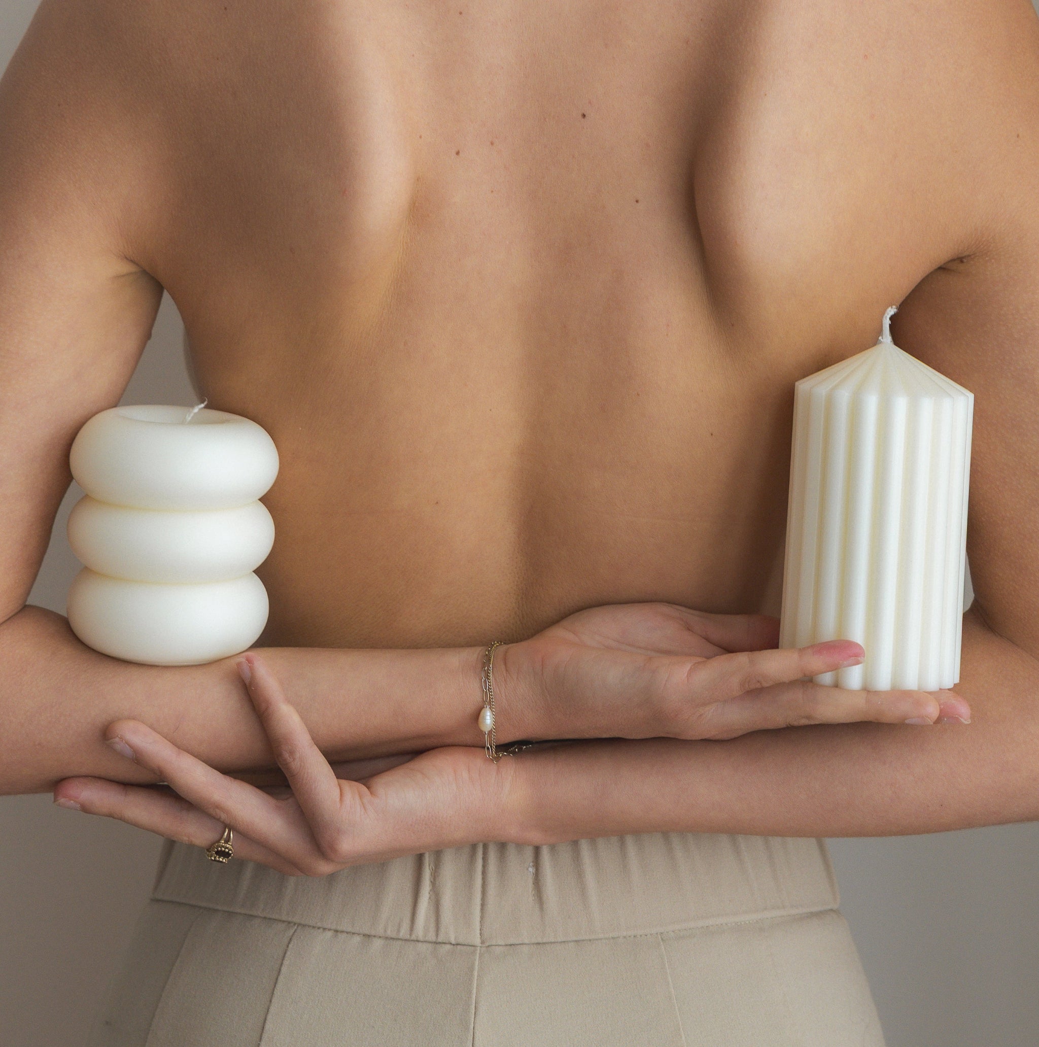LLIOR Pillar Candle I and II beeswax soy sculptural pillar candles unscented natural wax